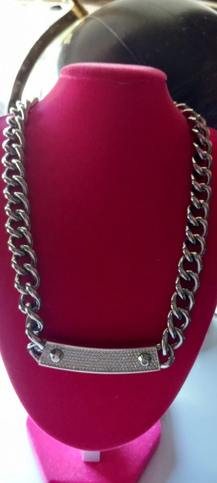 Collar reversible Michael Kor tono plata grueso 18 pulgadas Foto 2 de 4