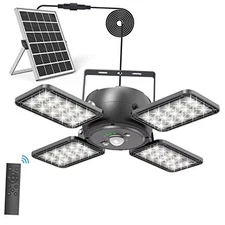 Solar Shed Light Indoor Outdoor 1200LM 144LED Pendant Light, Motion Black-2