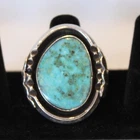 Vtg Navajo Sterling Silver Turquoise signed Ring