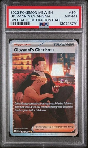 Giovanni's Charisma Special Illustration Rare Pokemon Mew En-151 204/165 PSA 8