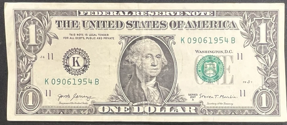 September 6, 1954 / June 9, 1954 (K 09061954 B) Birthday Note $1 One Dollar Bill - Image 2 of 3