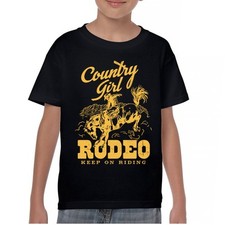 Country Girl Rodeo Youth T-shirt Keep On Riding Western Cowgirl Kids
