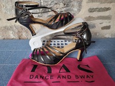 Dance & Sway Pink Black Patent Suede Latin Tango Ballroom Heels UK 6 Euro 39