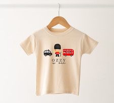 Personalised London Birthday T-Shirt | Custom Name Age Tee | Bus Black Cab Kids