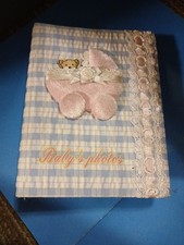 Brand New Vintage Blue Baby Boy Photo Album W/3d Fabric Cover 100 4x6 Pictures