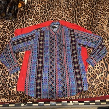Vintage western Aztec Print Button Up Shirt Men's Size M
