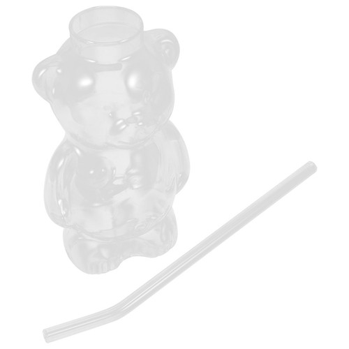  Adorable Bear Shaped Glass Cup Creative Bear Beverage Cocktail Mug with Straw - Zdjęcie 5 z 17