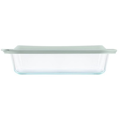 9x13 Glass Casserole Dish 5qt with Sage Green Lid Deep Bakeware