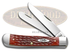 Case xx Knives Trapper Jigged Dark Red Bone Handle Stainless Pocket Knife 00646