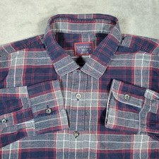 UNTUCKit Shirt Men Flannel Plaid Medium Blue/Gray/Red Slim Fit Button Up Casual