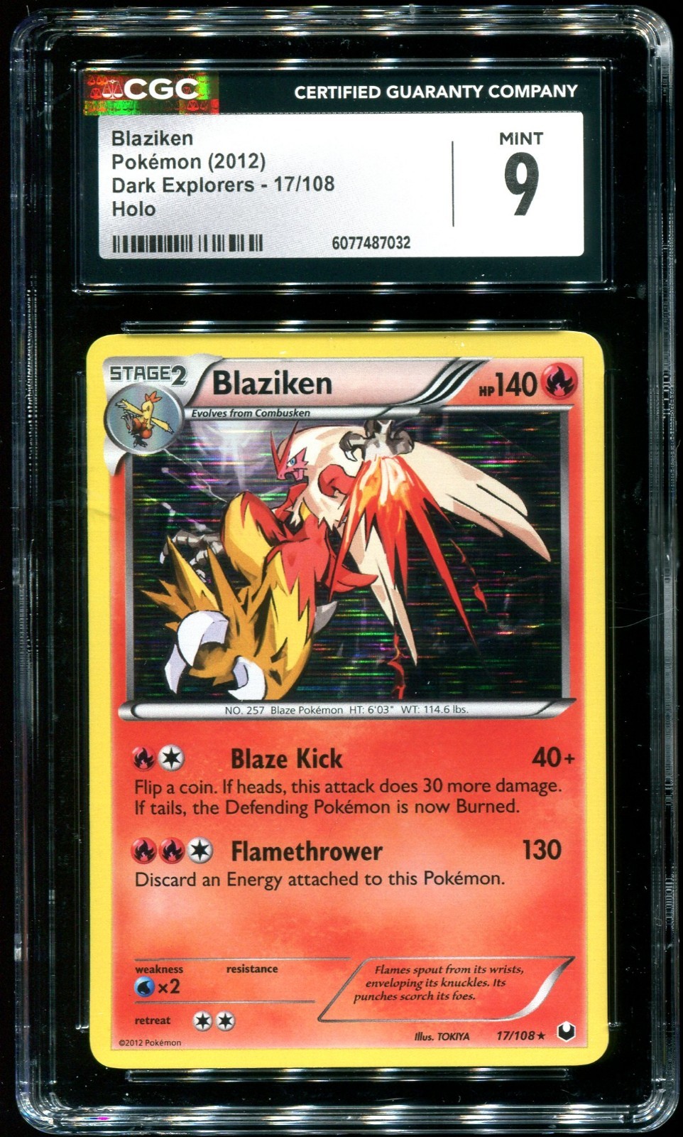CGC 9 Blaziken Holo Rare Dark Explorers B&W 2012 Pokemon Card #17