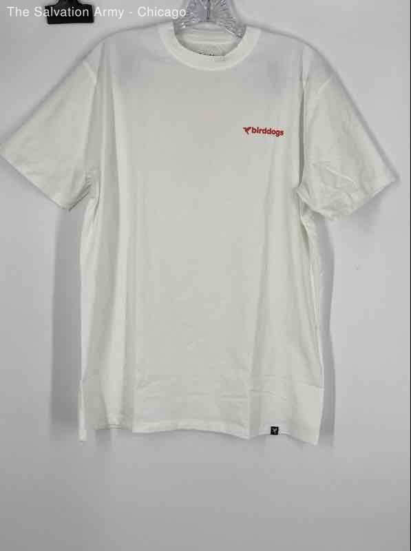 Birddogs Mens White Cotton Blend Crew Neck Short Sleeve Pullover T-Shirt Size L