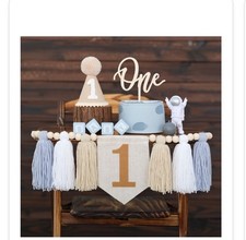 First Birthday High Chair Banner Decorations For Boy 1st Birthday Hat With On...
