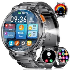 1.85" Large Screen Smart Watches for Men Compatible with iOS Black Style A