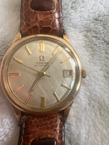 Rare gold omega automatic seamaster watch w/date