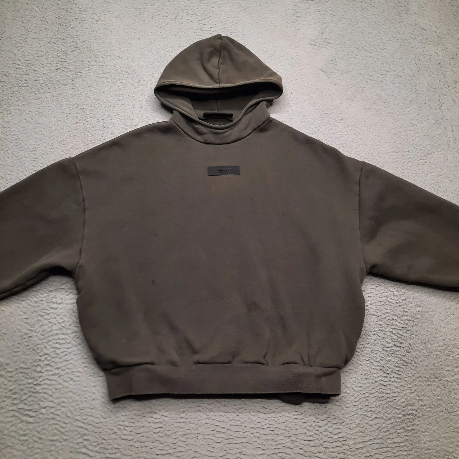 Essentials Fear Of God Felpa con Cappuccio Oversize Uomo Taglia Media Marrone Nero Cropped