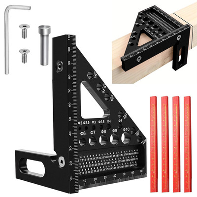 Carpenters Square, 3D Multi-Winkel Messlineal Set 22,5-90 Grad Aluminium S