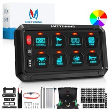 Universal RGB 8 Gang Switch Panel,Multifunction Toggle Relay System Box 12V/24V