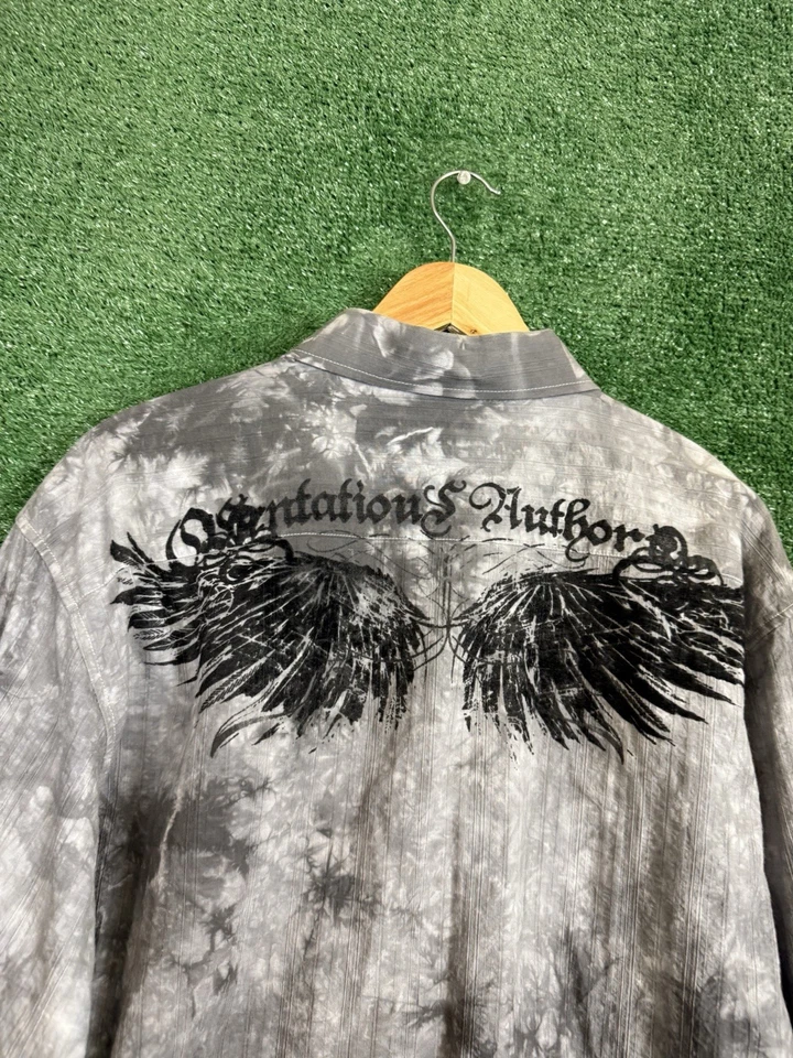 Eighty Eight Y2K Shirt Mens XLARGE Button Up Affliction Style Cyber Grunge Cross - Image 4 of 4