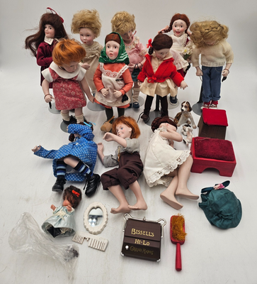 #ad Norman Rockwell Character Dolls Lot with accessories 11 Dolls w signatures $79.99