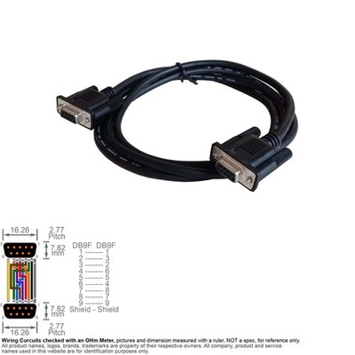 Cable Null Modem DB9 DB 9-Pin Female Female  5FT Serial Crossover Full Control