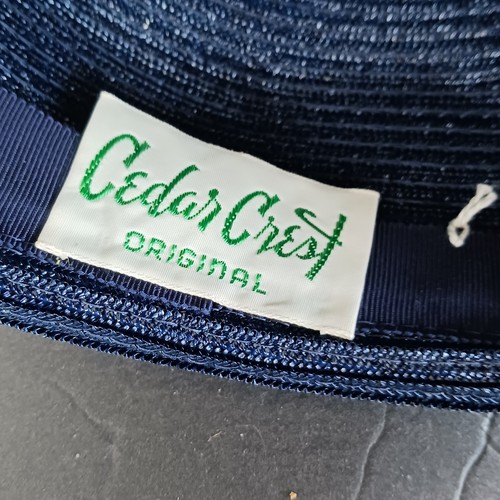 Vintage Cedar Crest Blue & Tan Pillbox hats - Round Made in Italy - Picture 9 of 9
