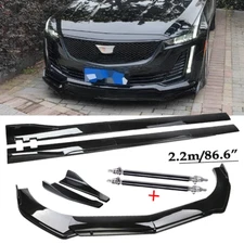 Front Bumper Lip Spoiler Chin Splitter Body Kit Glossy Black Fit For Cadillac Es