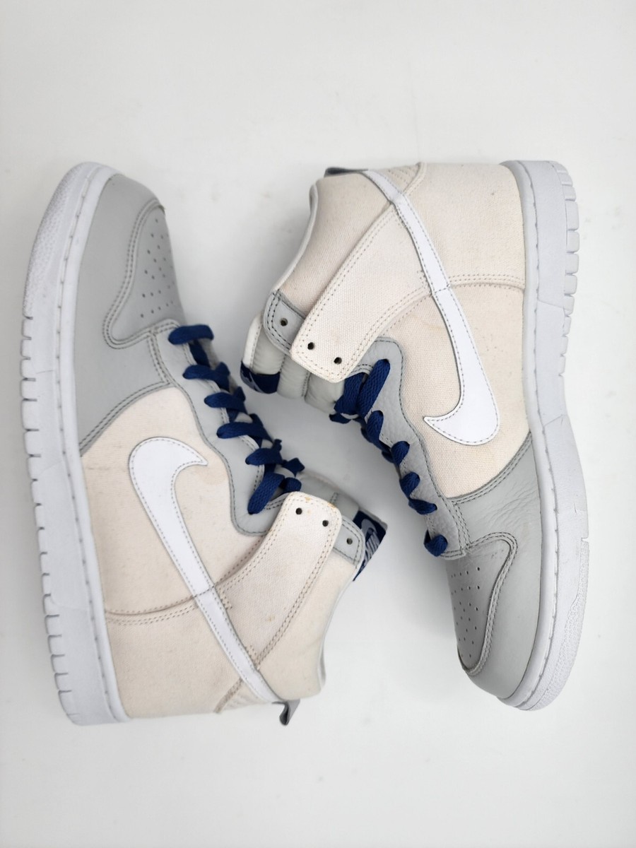 NIKE Dunk High White Canvas Neutral Grey White Mens Sneaker  display picture 3