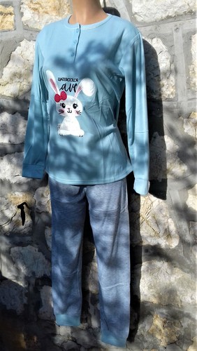 PYJAMA FEMME COTON MOLLETONNE. " LAPIN " F 1178. 3 COLORIS. - Picture 8 of 12