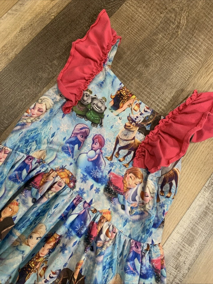 Vestido Frozen Disney Giratorio Boutique Sin Talla Aproximadamente 4T Rosa y Azul Foto 2 de 4