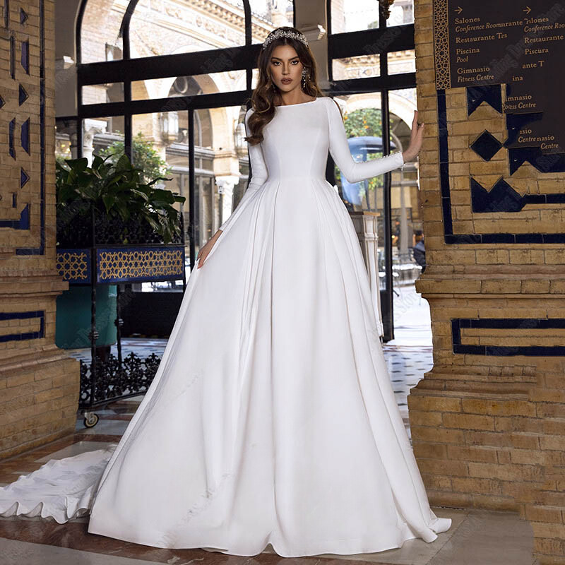 Simple Satin Wedding Dresses Elegant Bride Dress vestidos de novia Custom Made | eBay Simple Satin Wedding Dresses Elegant Bride Dress vestidos de novia Custom Made | eBay