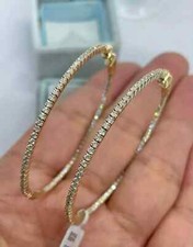 3Ct Round Cut Lab-Created Diamond Large Hoop Earrings In 14K Yellow Gold Finish