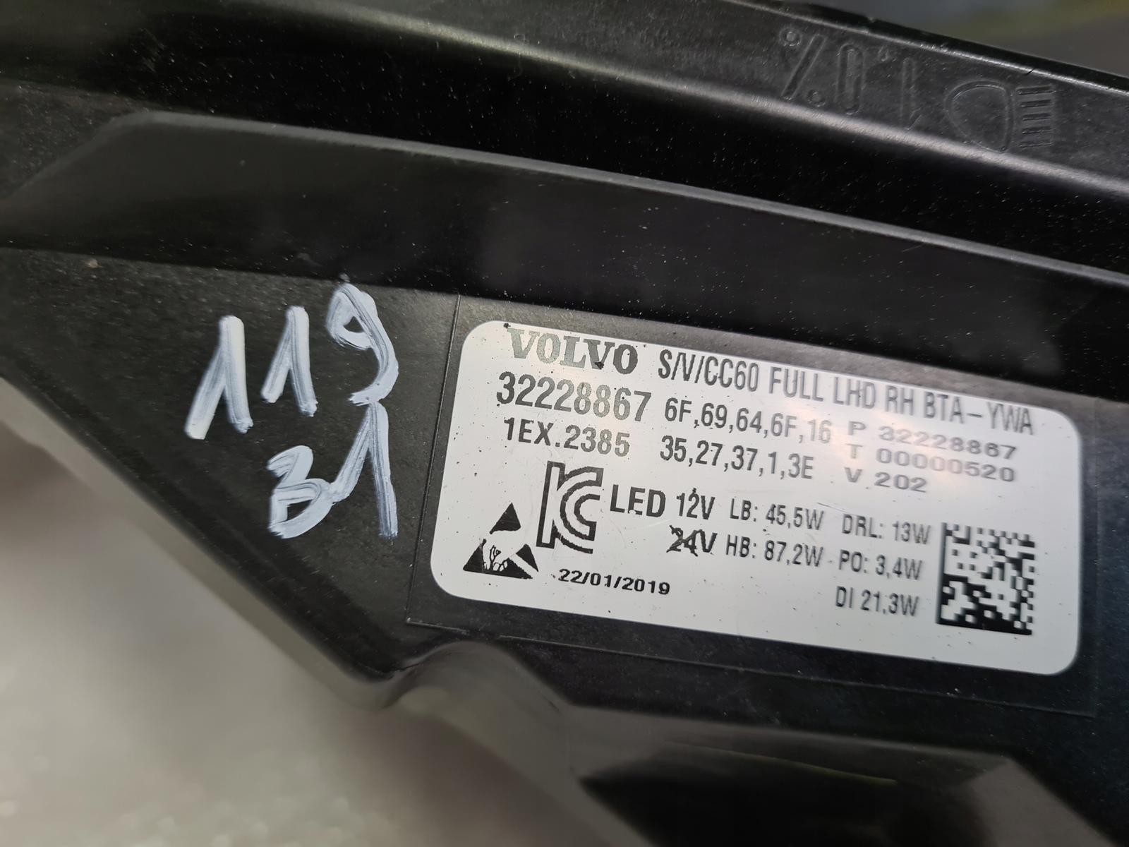 Frontscheinwerfer Volvo V60 32228867 LED Ein Stück (Rechts oder 