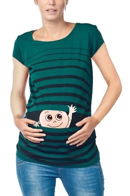 Winke Winke Baby - Witzige süße Umstandsmode gestreiftes Umstandsshirt | Kurzarm - Bild 1 von 4