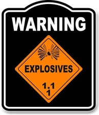 Warning_Explosives_1.1_orange_safty_osha_danger_black Aluminum Composite Sign