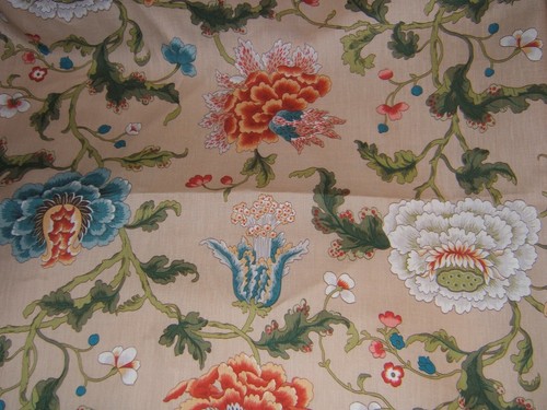 Brunschwig & Fils, Athos, Handprint Floral, BTY, Color Teal and Coral - Picture 2 of 3