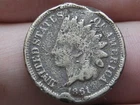 1861 Copper Nickel Indian Head Cent Penny- Good Details