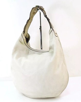Echte Gucci Elfenbein Leder Beuteltasche Schultertasche Handtasche #57288