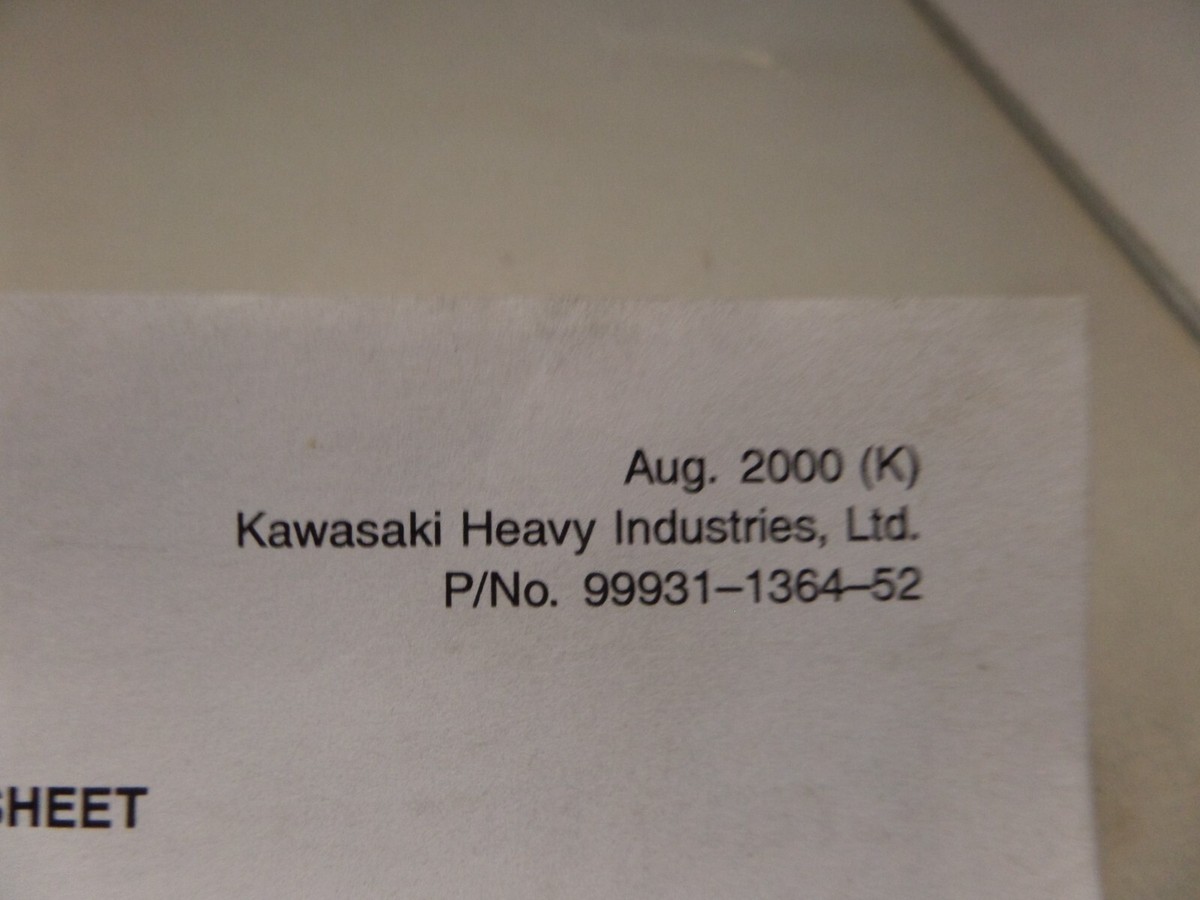Kawasaki Assembly And Preparation Sheet ZX1200-A1 99931-1364-52 | eBay