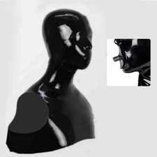 latex gummi mask micropore eyes with mouth tube no zip half tops to bust 0.4mm