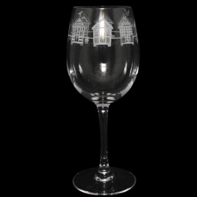 Wine Glass Decorated Beach Hut Sandblast Holiday Stemmed Drinking Gift Box Animo