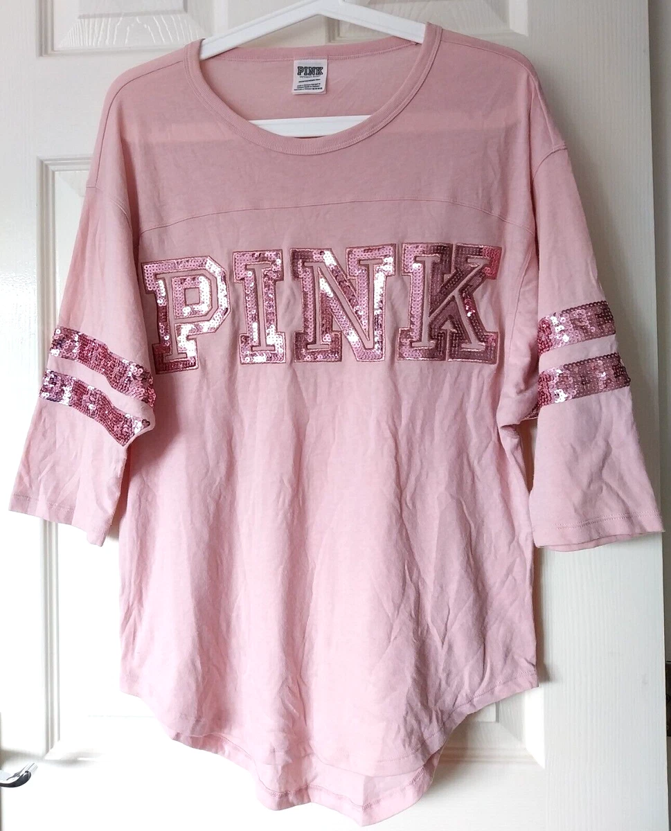 T-shirt Victoria's Secret PINK 'Bling Wreath Love Pink' - Décoré - Neuf Avec étiquettes (NWT)