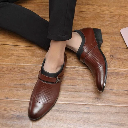 Men's Faux Leather Shoes Formal Business Dress Slip On Casual Oxfords Flats Pump - Picture 5 of 17