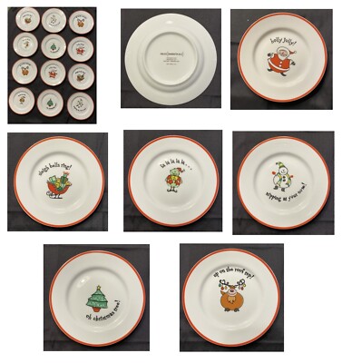 VINTAGE Field's Christmas Plates 6.75'' Porcelain Assorted Images 12-Pc EXCELLENT