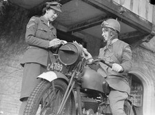 WWII B&W Photo British Motorcycle Messenger  WW2 World War Two  / 1087