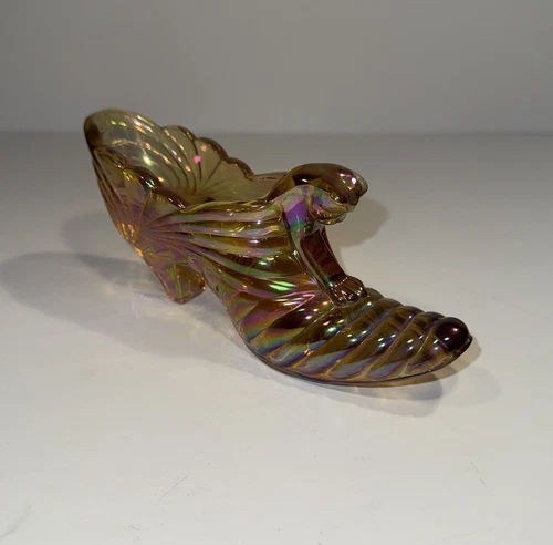 Fenton Carnival Glass Cat Head Shoe