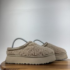 Womens Ugg Tazz Maxi Curly Tan Shearling Lined Platform Slippers Size 8 M GUC