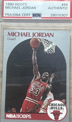 MICHAEL JORDAN PSA / DNA AUTHENTIC AUTOGRAPH 1990-91 HOOPS #65 BULLS AUTO rare