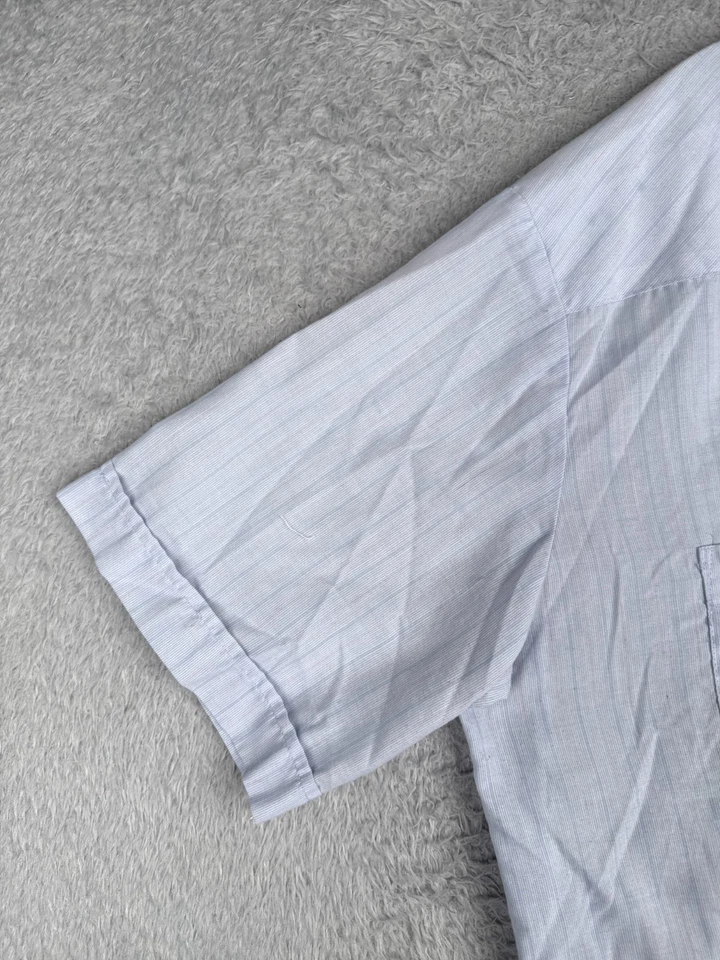 Camisa Renato Guayabera Hombre Extra Grande Azul Rayas Verticales 4 Bolsillos Mezcla Poli Foto 3 de 4