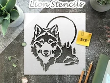 Majestic Wolf Head Silhouette Nature - Inspired Decor Stencil for Animal Lovers…